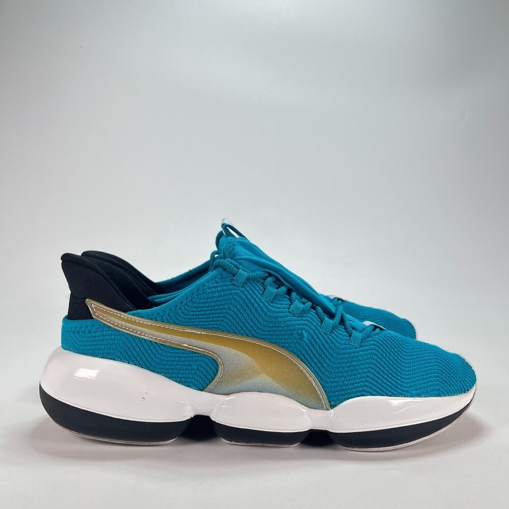 Puma Hybrid XT Blue Gold Knit Mesh Running Training Shoes Women's Size 9.5